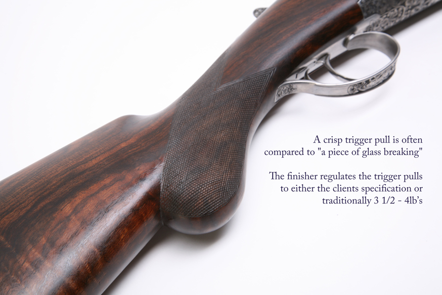 trigger-pulls-and-a-finished-stock trigger-pulls-and-a-finished-stock pommel grip chequering British made shotgun